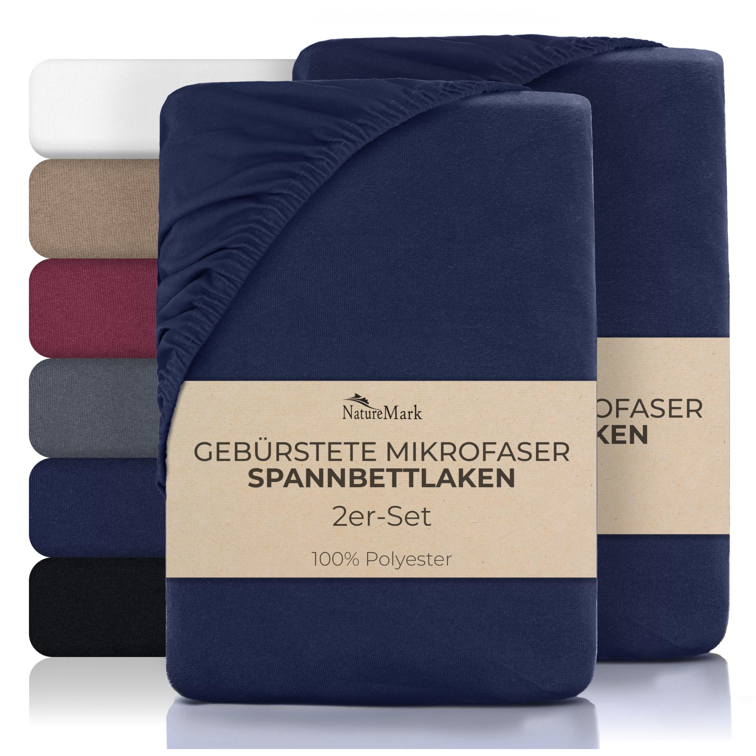 NatureMark Mikrofaser Spannbettlaken – 2 Stück – weich, atmungsaktiv und pflegeleicht – hautfreundlich, schnelltrocknend und formstabil -