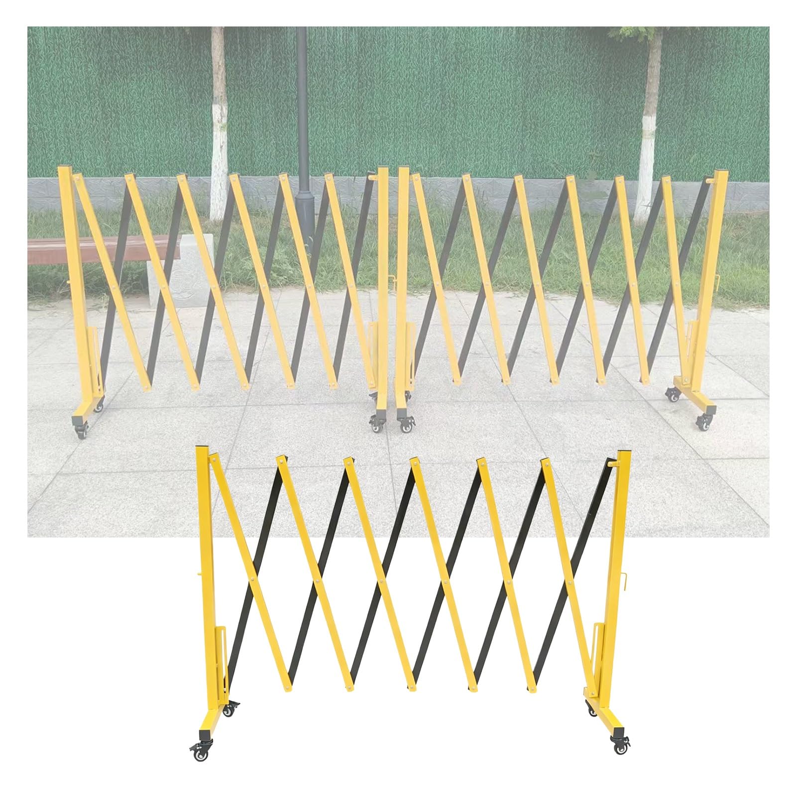 YNIYUJKL Retractable Folding Security Gate Adjustable Outdoor Accordion Barrier With Wheels Expandable Scissor Door For Schools & Traffic Control,Yellow-120x200cm/47.2x78.7in