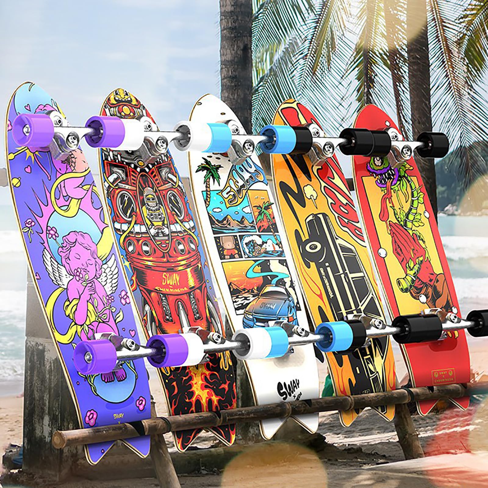 Surfskate 32" Skateboard, Tabla de Surf Skate, S5 Truck Skate Completo, ABEC-9 Monopatin Surf, 85A Pump Surf Skate, Unisex Adulto Niños con 6 Piezas de Equipo de protección y una Mochila