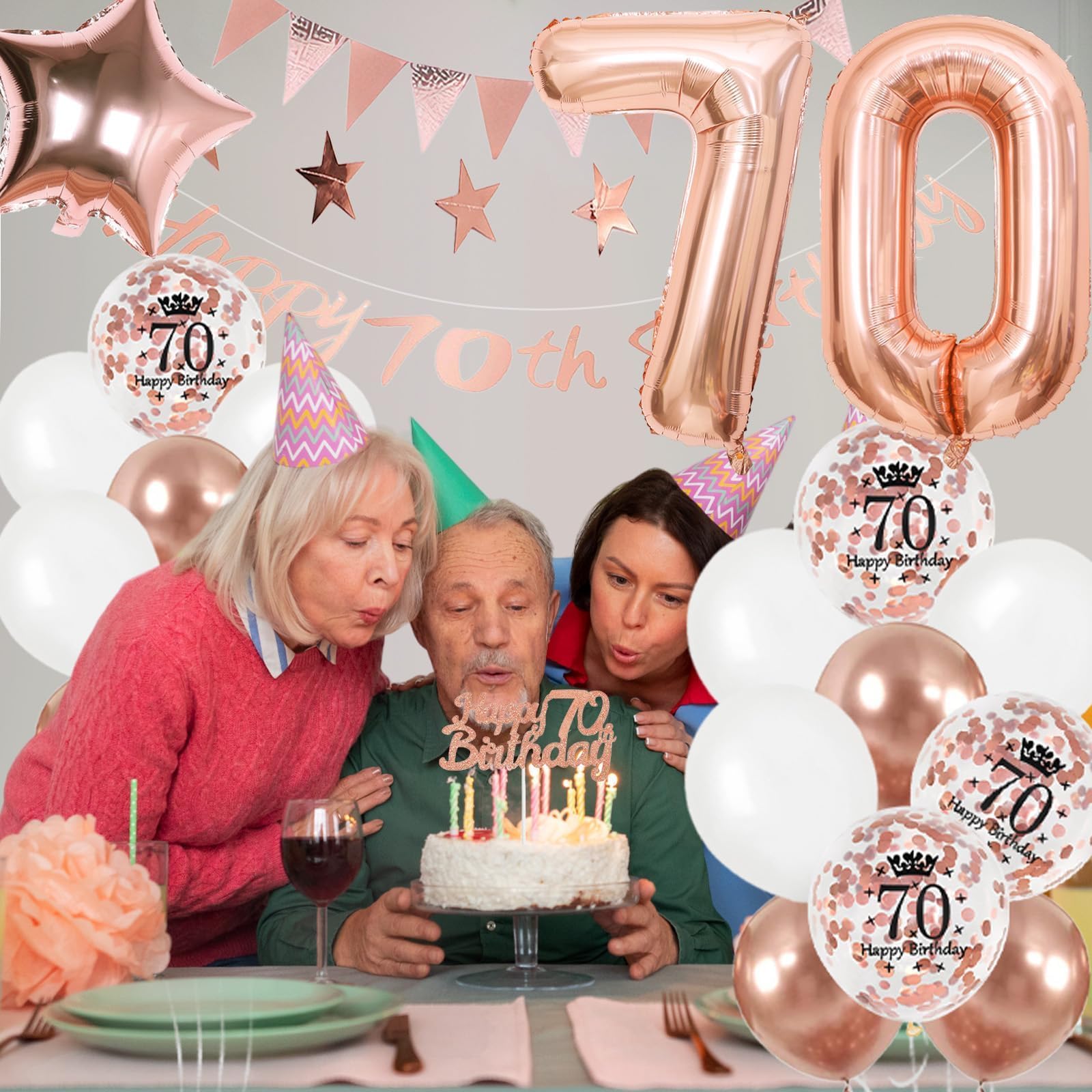 Snapklik.com : 70th Birthday Decoration For Women, Rose Gold 70th
