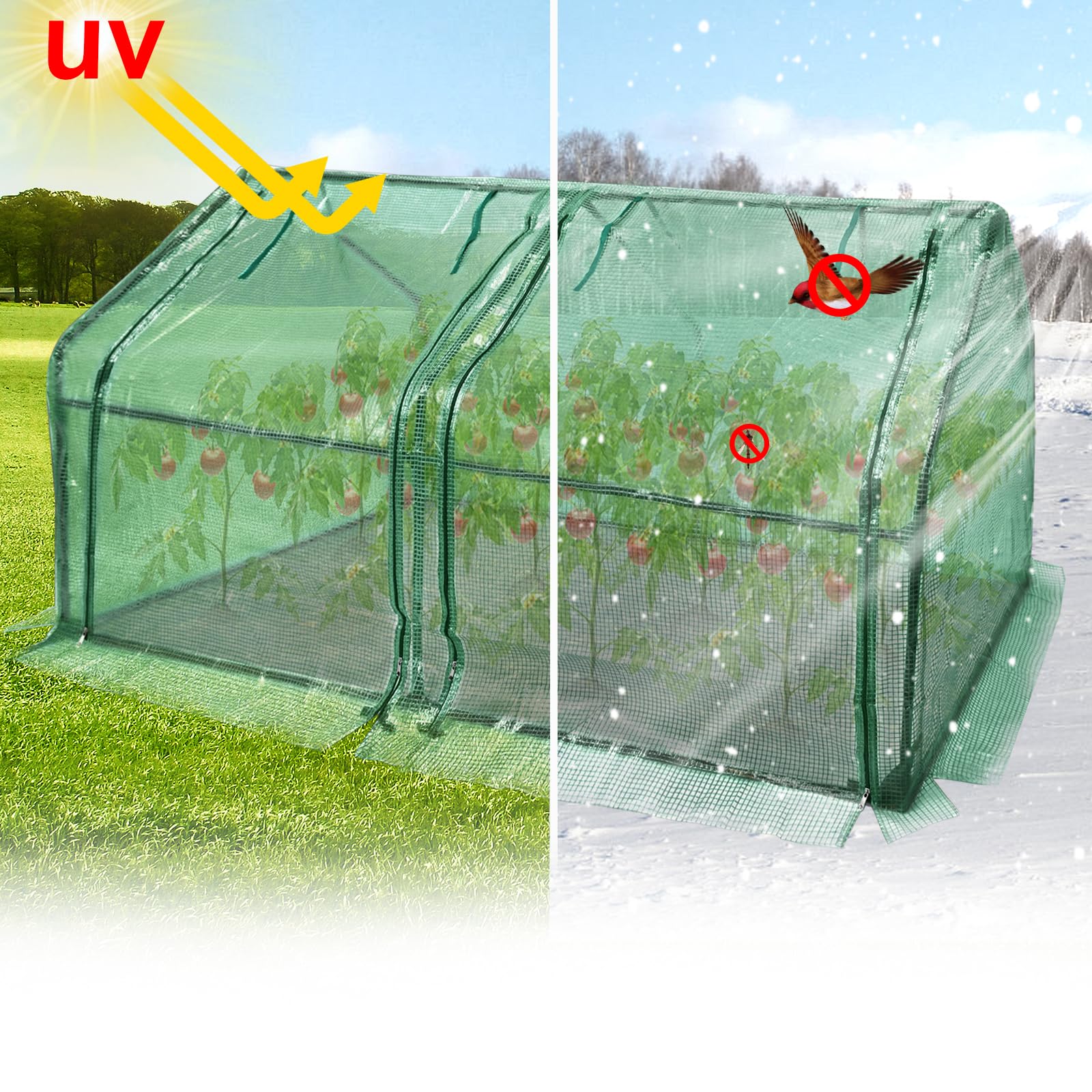 LILIIN Foliengewächshaus Frühbeet , Gewächshaus Tomatenhaus Frühbeet, Niedrig, Spitzdach, UV-beständige, Pflanzenhaus für den Tomaten Gemüse 180 x 90 x 90 cm, Grün