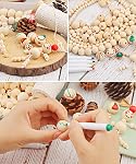 1200Pcs Perles en bois de Noël pour l'artisanat, Perles rondes en bois Macrame Garland Boho DIY Bijoux, cadeaux (8mm, 10mm, 12mm, 14mm, 16mm, 20mm) avec 50 M de fils de coton