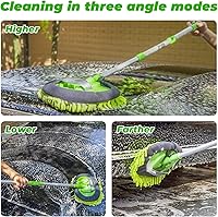 Vista 5 de bemece Cepillo de limpieza para auto con mango largo, cepillo de microfibra de chenilla, 2 en 1, kit de lavado de autos para limpieza de autos