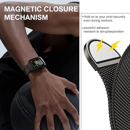 Miniatura 9 de Correa milanesa de acero inoxidable compatible con Apple Watch Band de 1.654 pulgadas, 1.732 pulgadas, 1.772 pulgadas, 1.775 pulgadas, 1.575