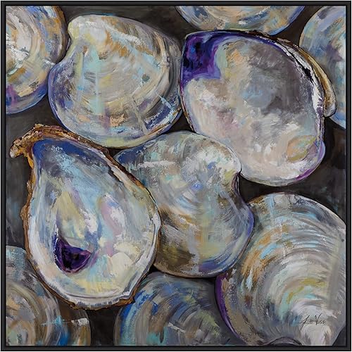 Amanti Art Lienzo enmarcado para pared, 30 x 30 pulgadas, ostra perdida, por Jeanette Vertentes, lienzo enmarcado para decoración de pared, sala de