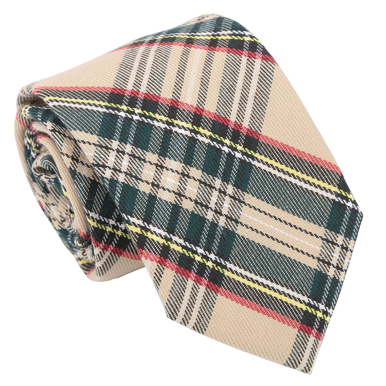 Dqt Men's Beige Tartan Plaid 8Cm Tie – Wedding, Business & Formal Necktie