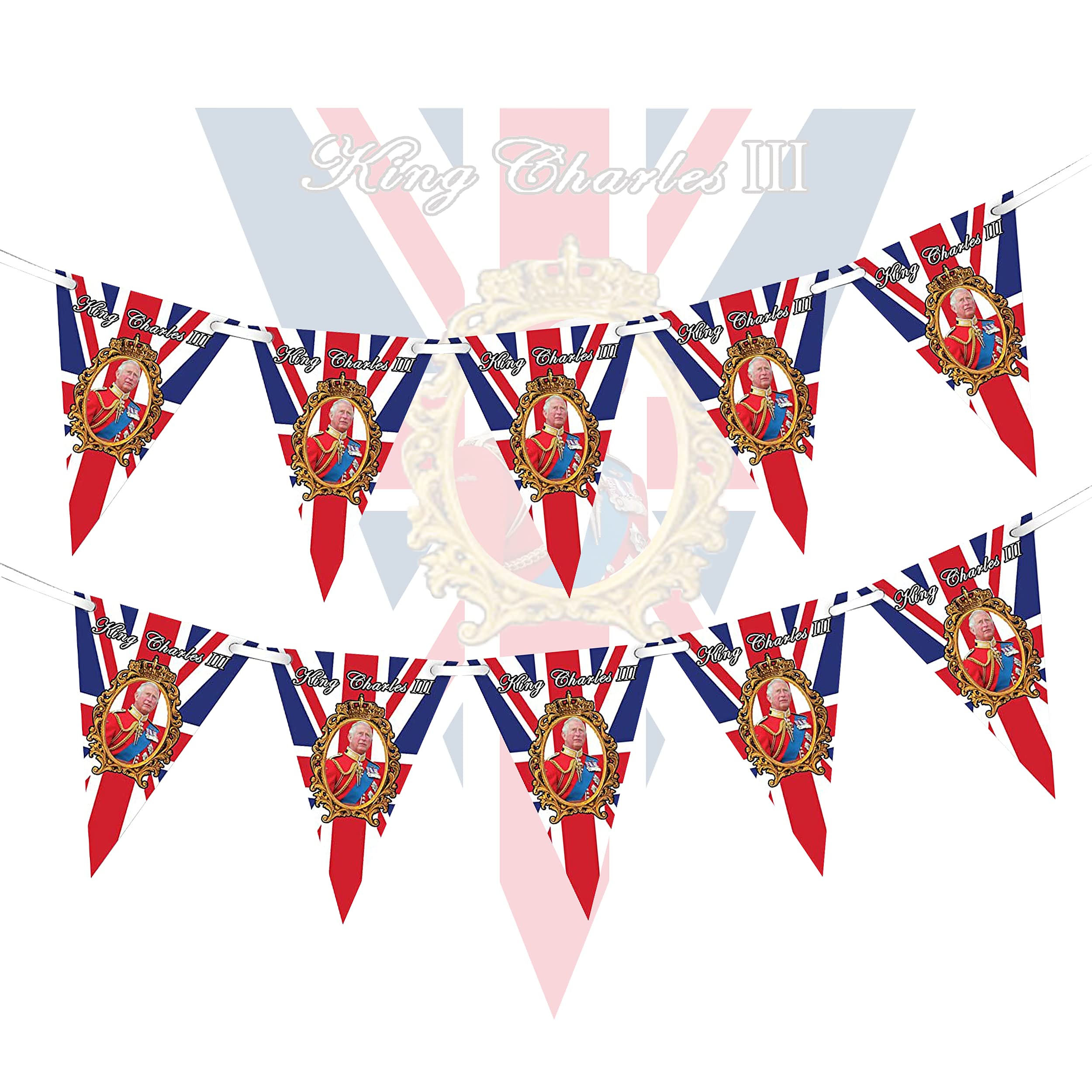 10m Coronation Flags King Charles Coronation Bunting,Kings Coronation Decorations,Coronation Bunting King Charles,Kings Coronation Bunting,King Charles Bunting for Kings Coronation Party(20pcs)