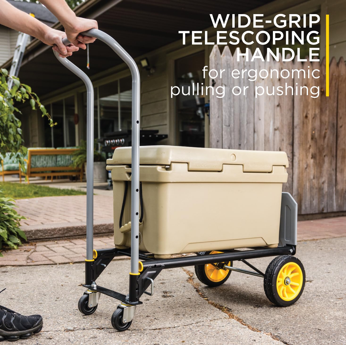Gorilla - Carretilla de Mano de Acero Convertible de 400 Libras, conversión Simple de Plataforma Plana; Mango telescópico de Agarre Ancho, neumáticos sin Planos