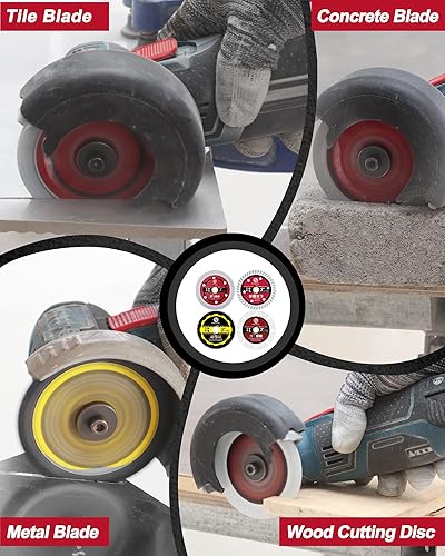Miniatura 5 de FOCSTOL Juego de hojas de sierra de diamante - 4 piezas de 3'' (75mm) disco de corte para azulejos de porcelana, madera, hormigón, metal para