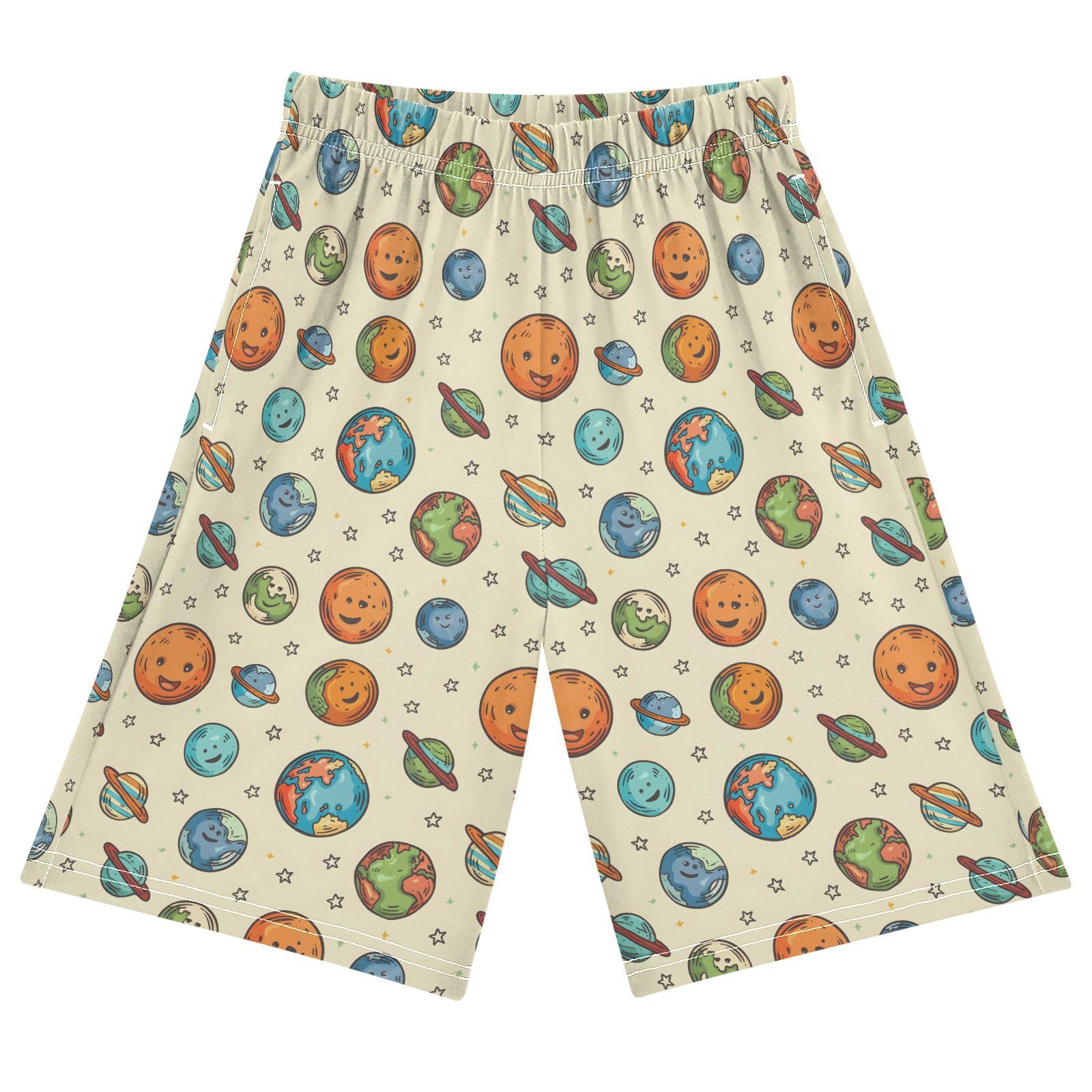 Earth Planet Doodle Youth Athletic Shorts for Boys and Girls Size 11-12 Years Multicolor