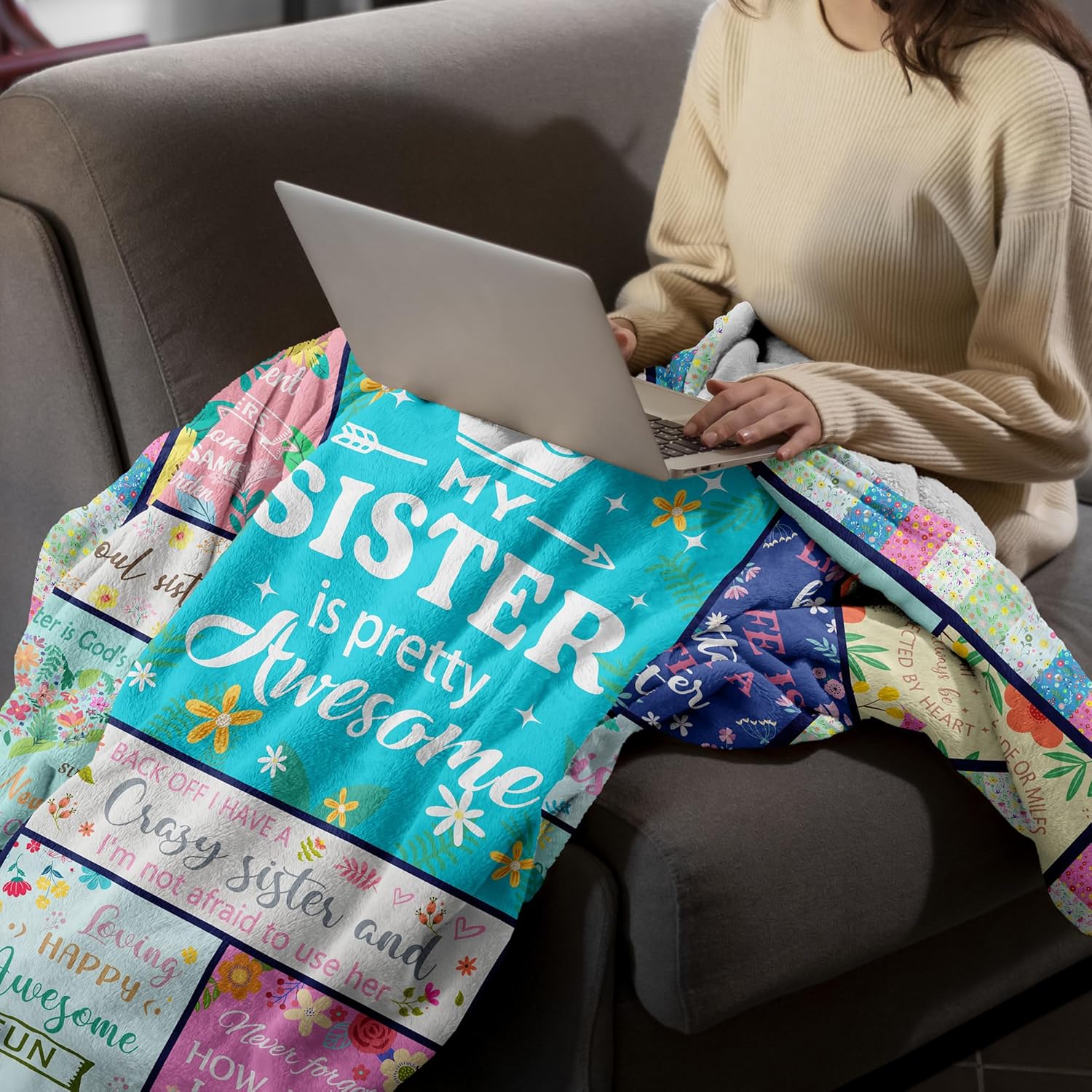 CUJUYO Sister Gifts from Sisters Throw Blanket 60"x50", Sisters Birthday Gifts, Cool Christmas/Mothers Day/Long Distance/Birthday Gift Ideas for Best Soul Sister Ever - Image 4