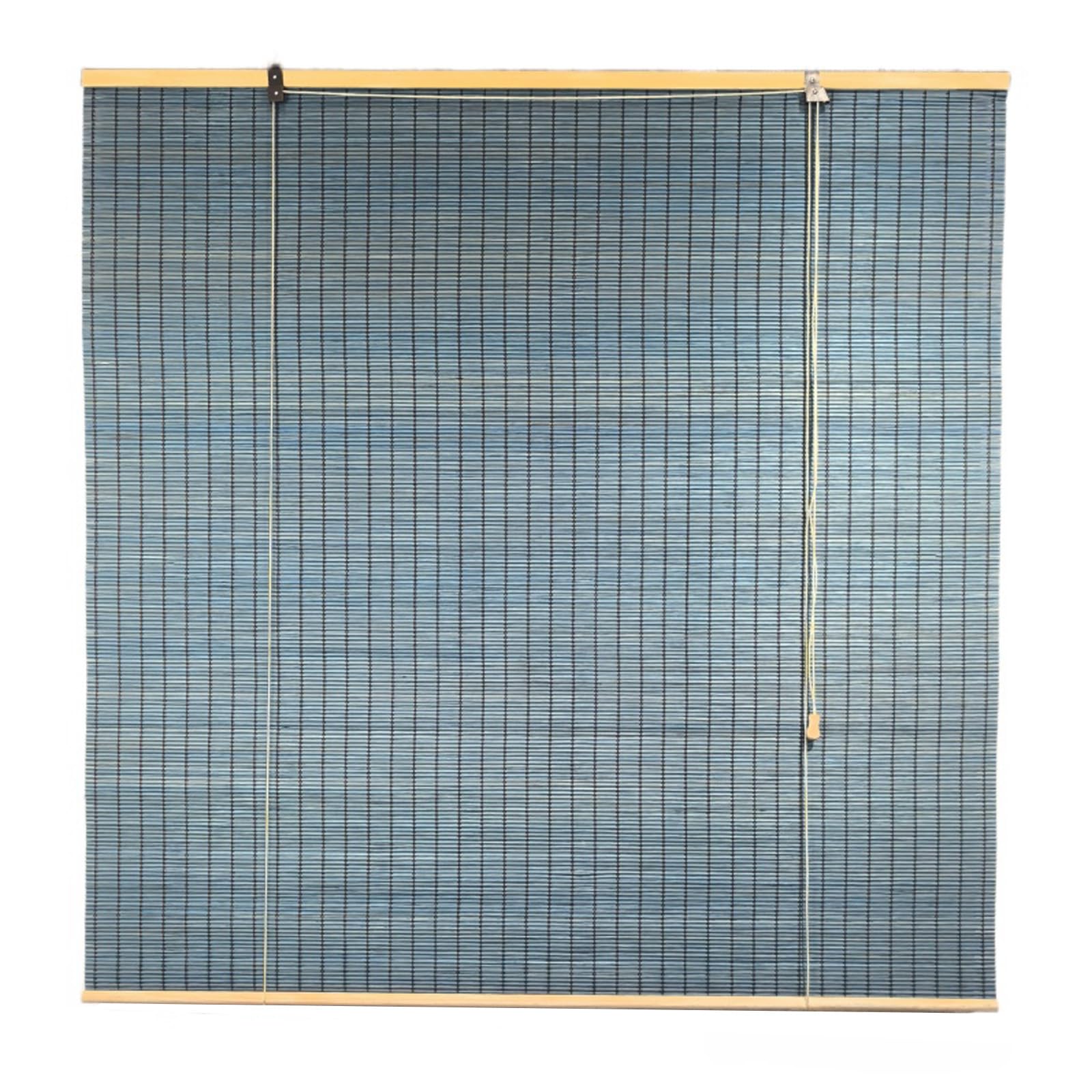 ZHUOZ1T Bamboo Roller Blinds,Made To Measure Blinds,95% Blackout Blinds,Roman Roller Shades,Breathable/Sun Protection/Privacy,for Indoor,Outdoor,Width × Height (165cm x 300cm,Blue)