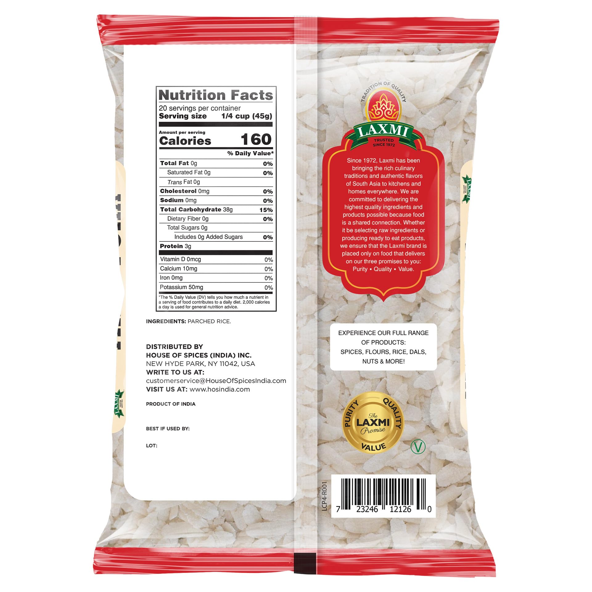 Laxmi Ready-To-Eat Flattened Thick Poha - 32oz