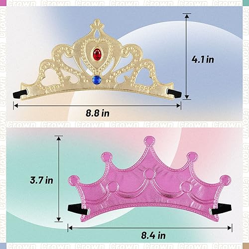 Miniatura 9 de Epakh Juego de 27 coronas de fiesta de princesa, 16 piezas de coronas de princesa con 11 calcomanías de diamante, suministros de fiesta de princesa