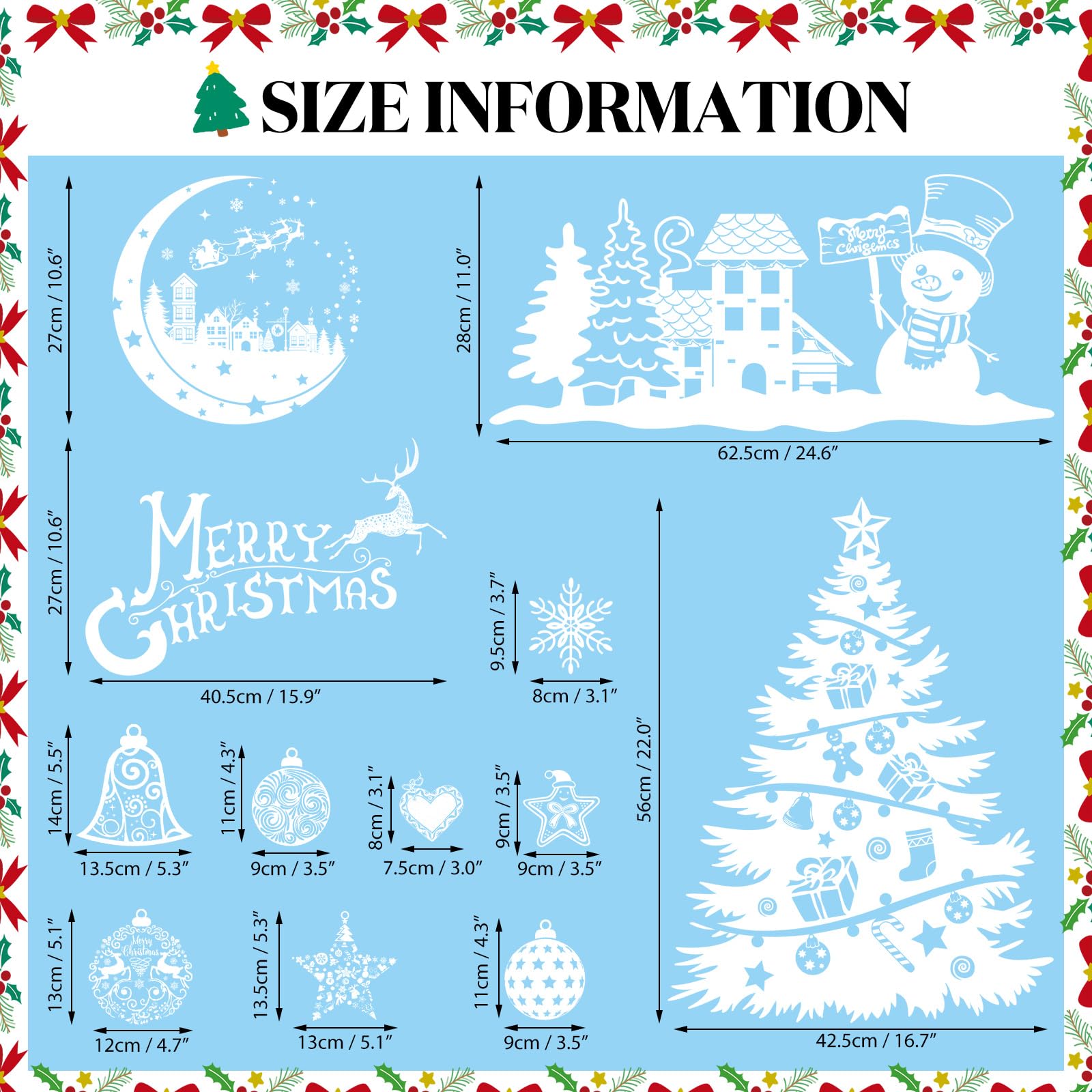 Sticker Pour Fenêtre Village De Noël Blanc Dizzy Duck Tall - Autocollant Hivernal Double Face Réutilisable - France