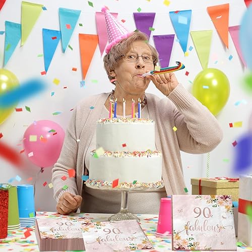 Miniatura 5 de 40 servilletas de papel falulous de 90 piezas, suministros de fiesta de oro rosa, servilletas temáticas florales de oro rosa para mujeres 90