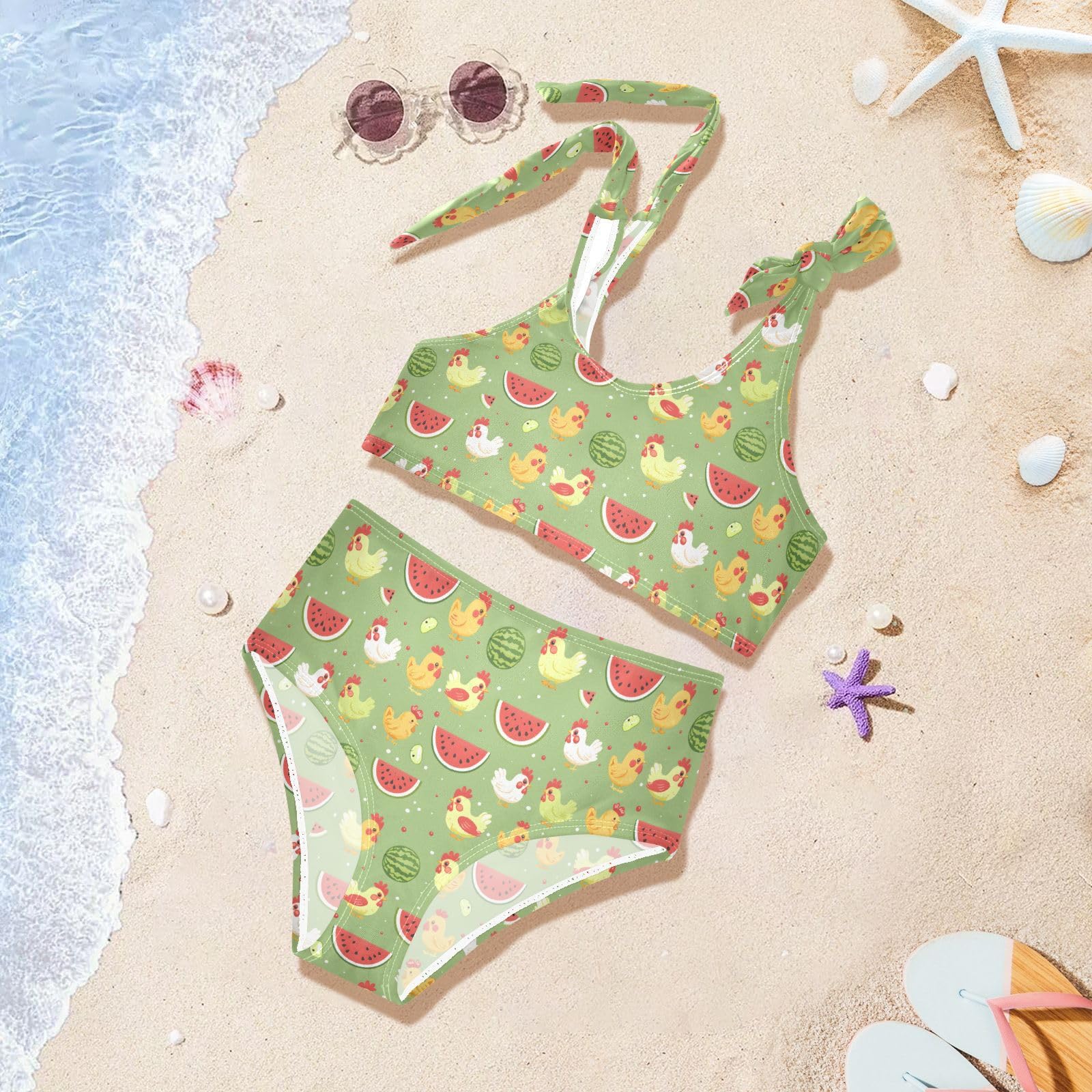 Little Chicken Girls Two Piece Tankini Swimsuits Summer Bathing Suit Beach Swimwear Set, 11-12T Multicoloured