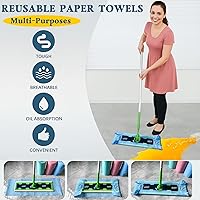 Vista 6 de Toallas de papel reutilizables lavables, 180 unidades, paños de cocina sin papel, toallitas de limpieza para casa y oficina, paños desechables