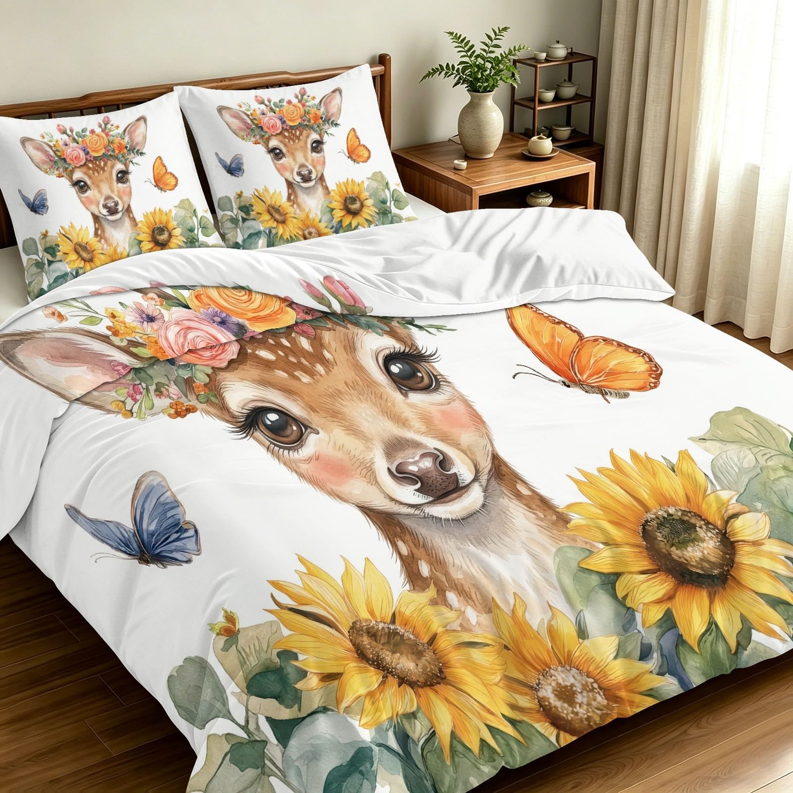 Housse de couette papillon 220 x 240 pour une ambiance nature et forêt dans la chambre parentale