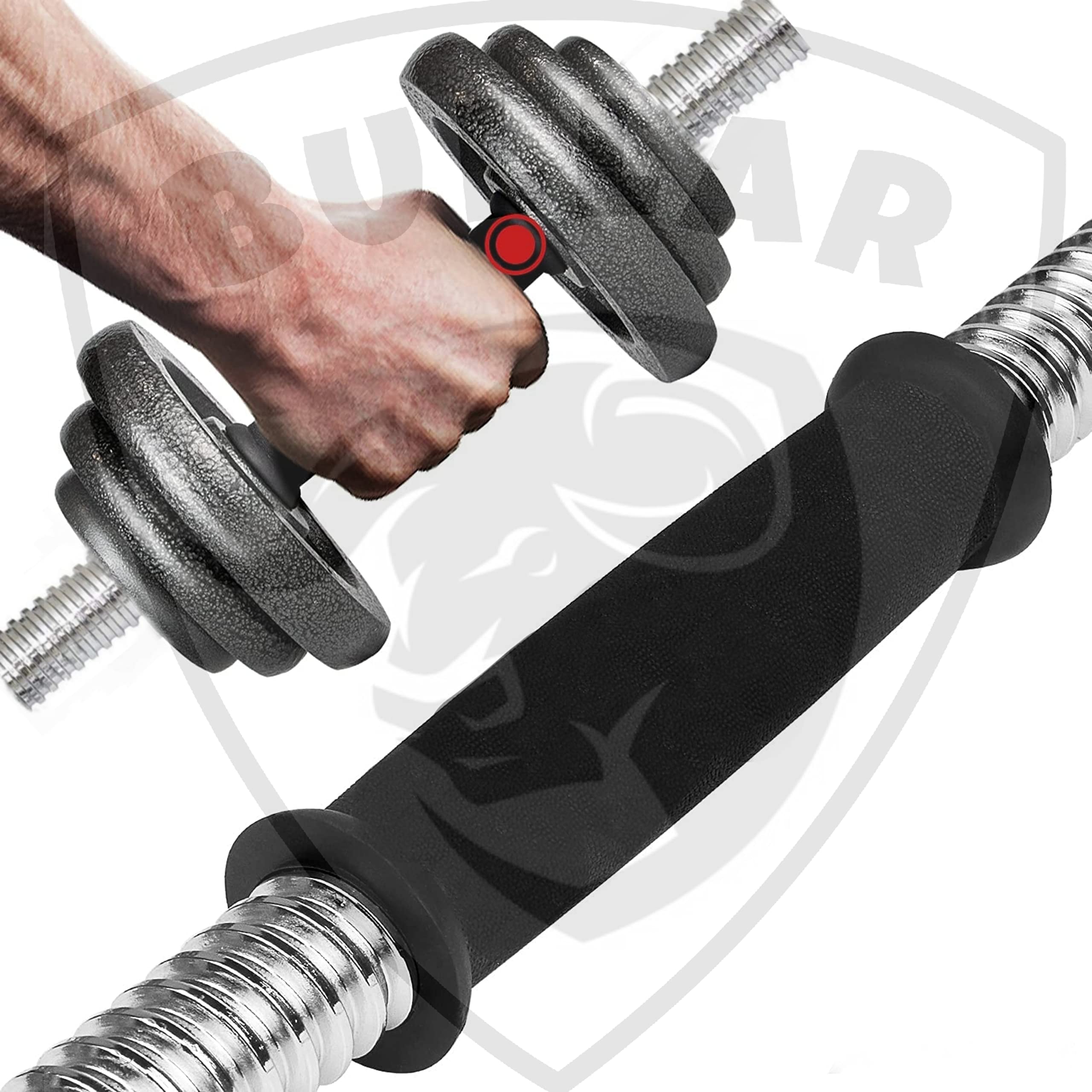 BULLAR home gym set 8kg to 70kg with ez/curl/straight/pair of dumbbell rods, customize your own Exercise Set with Workout Accessories (Dumbbell Rods, Cast Iron, 10 KG) 4