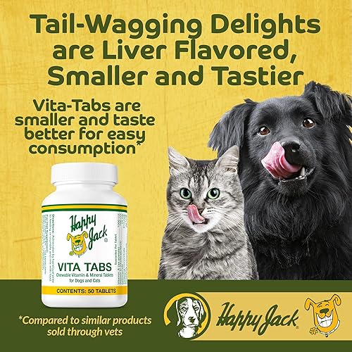 Miniatura 4 de Happy Jack Vita-Tabs Multivitaminas masticables para perros y gatos (50 tabletas pequeñas), suplementos vitamínicos y minerales para la salud