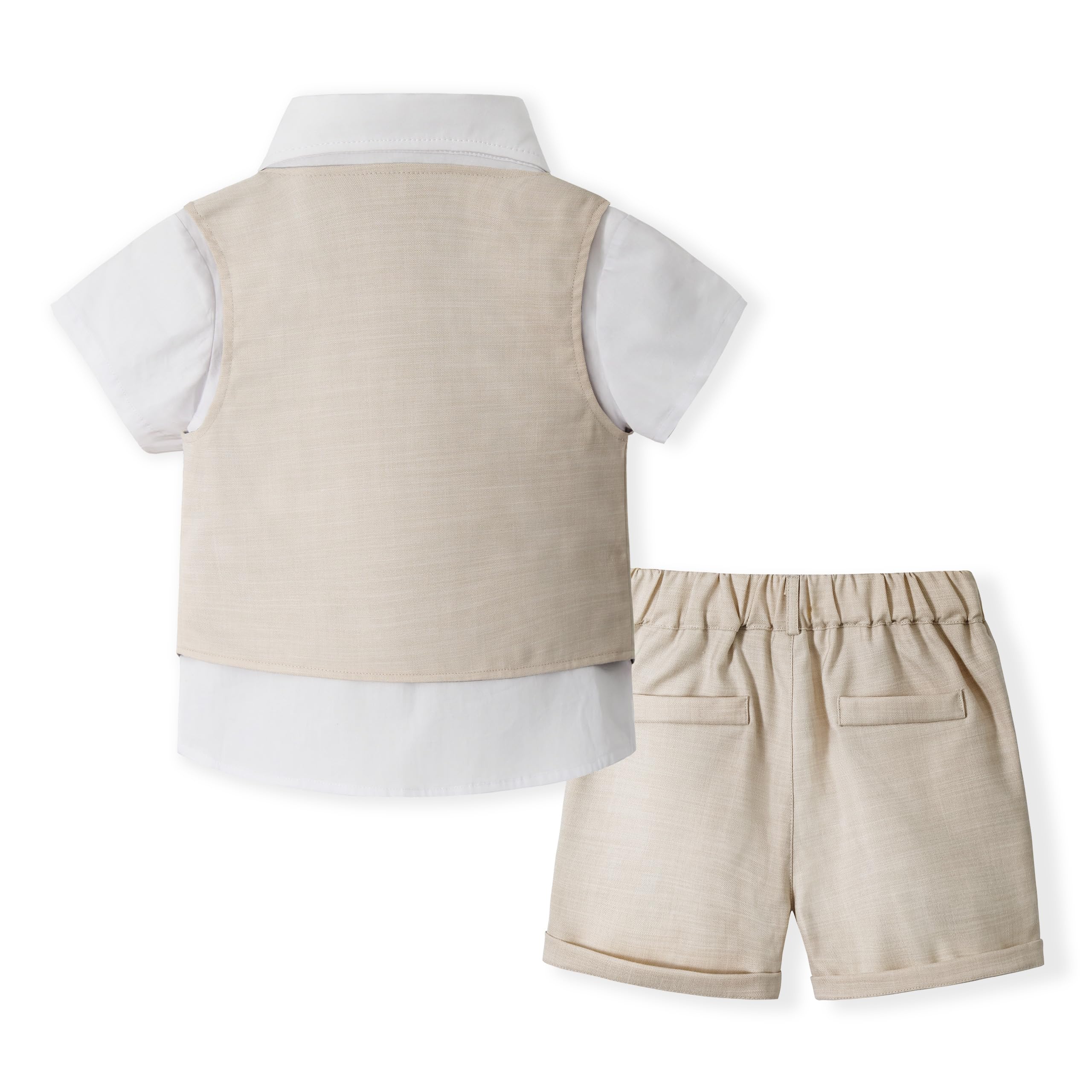Volunboy Baby Jungen Anzug, Sommer Anzugweste Hemd mit Fliege + Shorts für Festlich Hochzeit Bekleidung Set 4tlgs