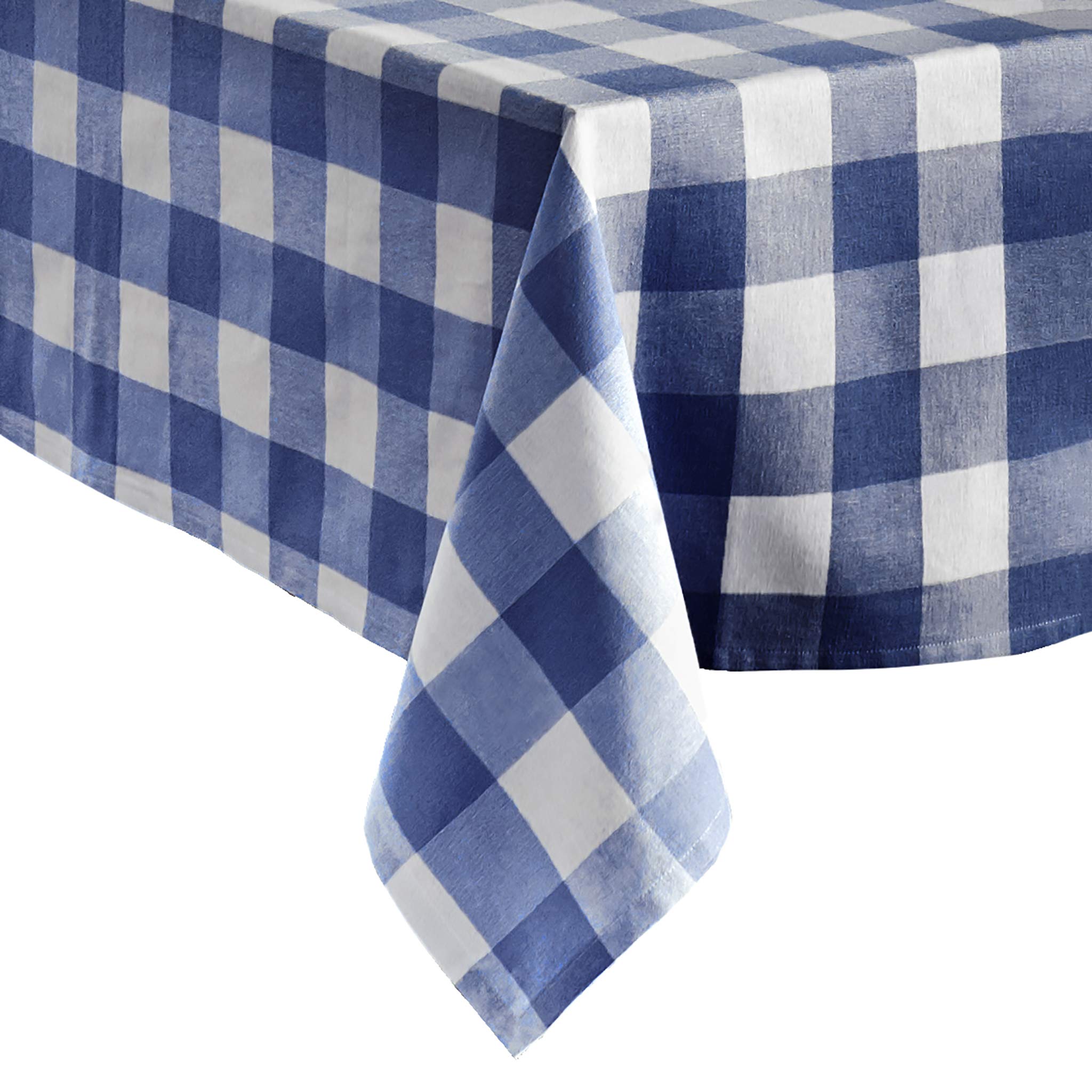 ElreneHome Fashions Farmhouse Living Buffalo-Check Tablecloth, 60" x 84", Blue/White