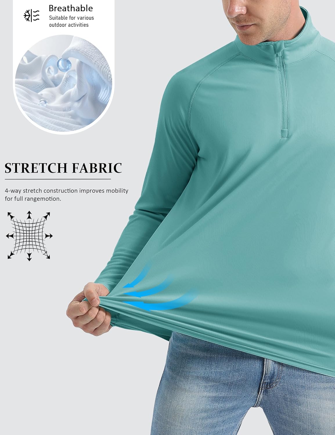 MAGCOMSEN Men's Long Sleeve Sun Shirts UPF 50+ Tees 1/4 Zip Up Fishing Running Rash Guard T-Shirts Outdoor Shirt - Image 3
