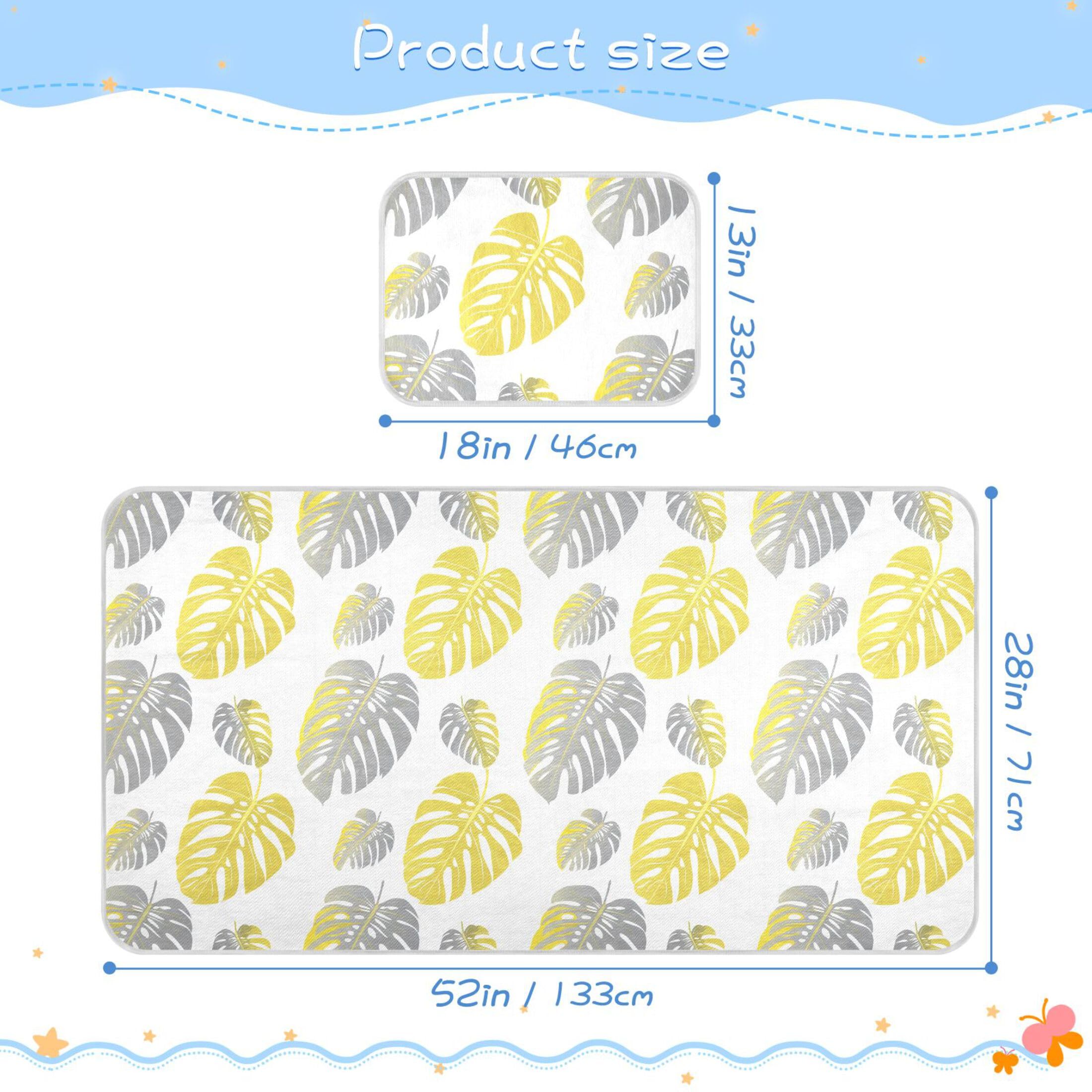 Takiito Monstera Leaves Baby Cooling Mattress Pad, Soft & Breathable Cooling Mat Keep Baby Cool in Summer 28x52 in, Nursery Essential