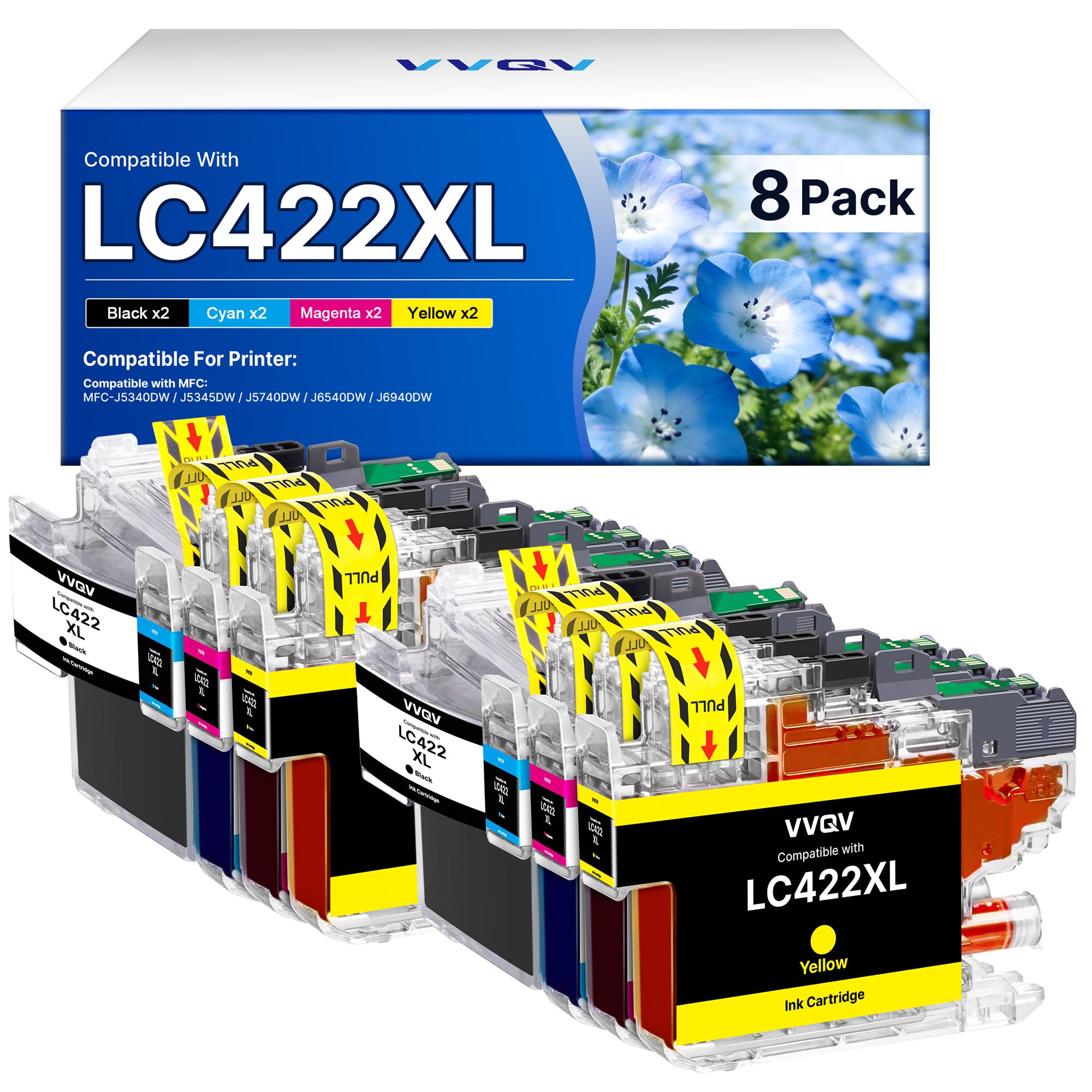 VVQV Druckerpatronen LC422XL LC422 XL Große Kompatibel für Brother LC422 LC422XL LC-422XLVAL Patronen für Brother MFC-J5740DW MFC-J6940DW Patronen MFC-J5340DW MFC-J5345DW MFC-J6540DW Drucker(8er-Pack)