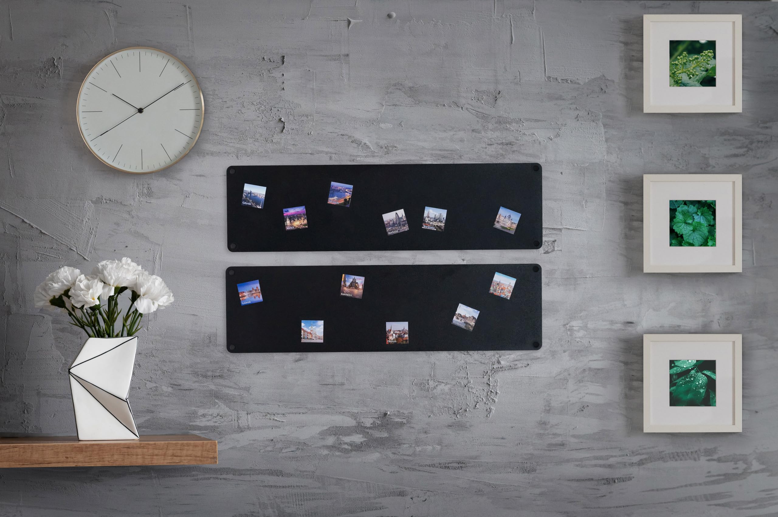 2 x Lavagna Magnetica da Parete in Acciaio Nera 80x22 cm, Black Memo-Board, Pannello Magnetico per Calamite, Lavagna da Cucina, Ufficio, Camera dei Bambini