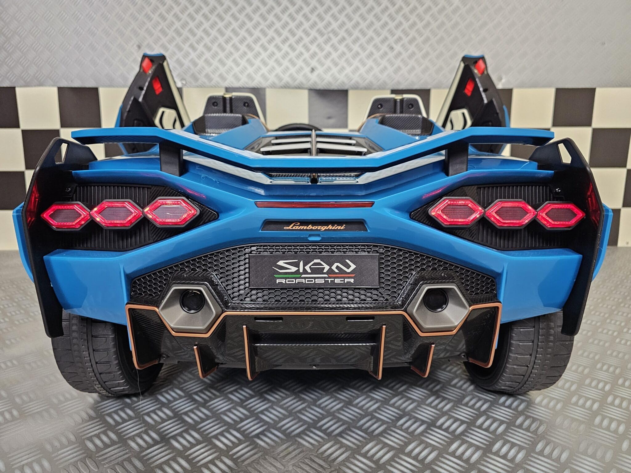 Auto 24 V e 2 posti, per bambini, Lamborghini SIAN, 4 motori da 24 V, RC genitori, sedile in pelle, ruote in gomma, bambini da 1 a 6 anni