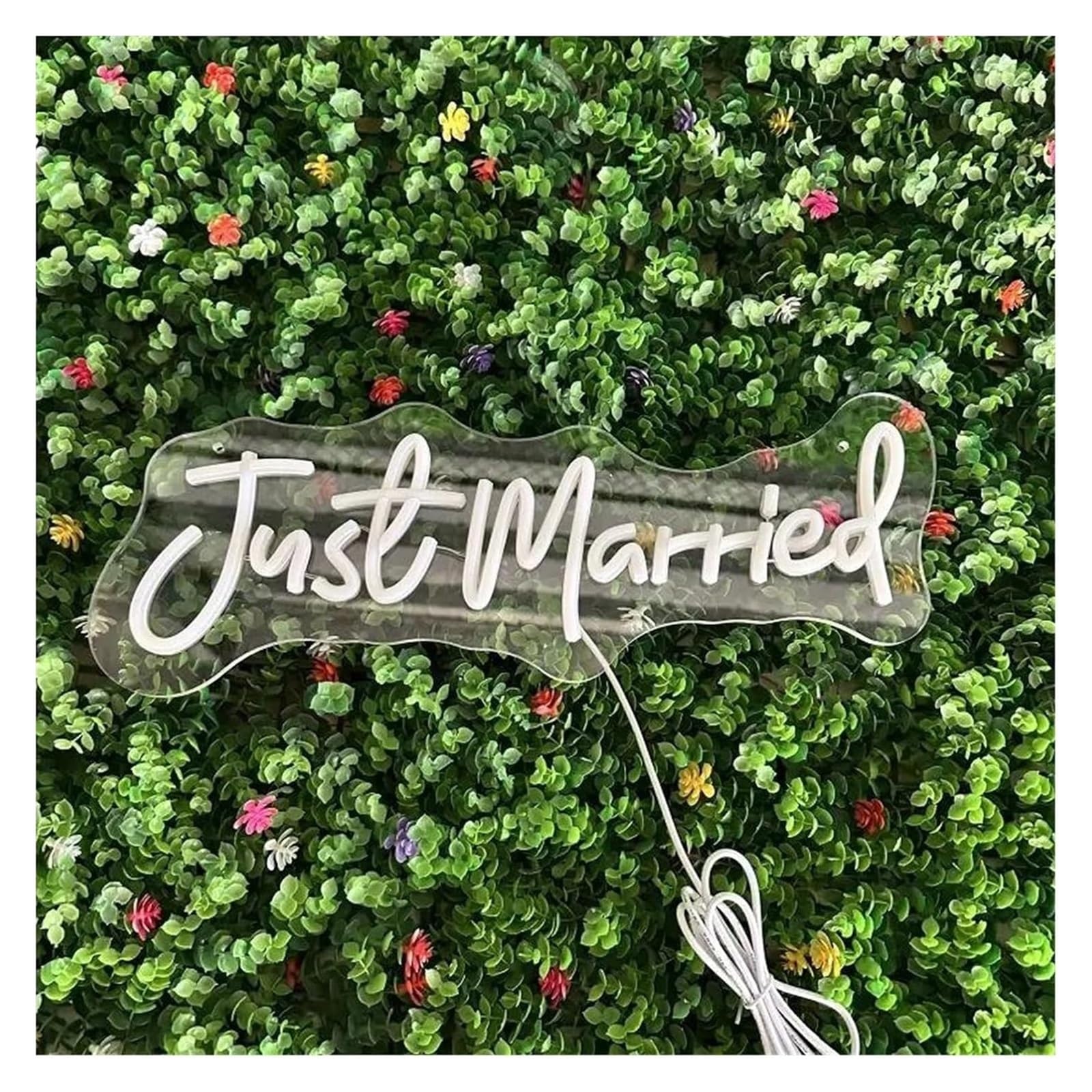 Lampada al neon con atmosfera rilassante,scritta "Just Mared",per decorazioni murali per matrimoni feste di fidanzamento(B)