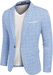 Blazer masculino casual, leve, esportivo, com um botão, textura de linho