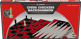 Goliath Chess/Checkers/Backgammon (Amazon Exclusive) - 3 Games in One with Full Size Staunton Chess Pieces and Interlocking Checkers