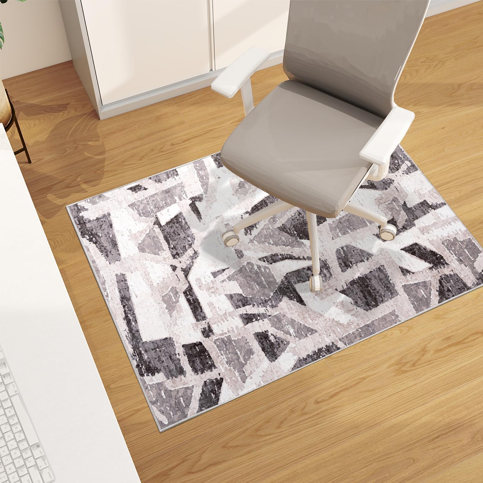 Office Chair Mat for Hardwood Floor, 48"x36" Easy Glide Computer Desk Mat Protector for Rolling Chair Under Desk Rug Nonslip Backing, Machine Wash (Modern)