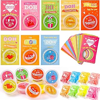 GLOCITI Valentines Day Cards for Kids - 32 Pack Valentines Day Gifts with Playing Dough, DIY Valentine Party Favors, Valentines Day Exchange Cards for Boys Girl Classroom School Party Supplies