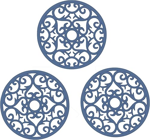 Makerstep Juego de 3 alfombrillas de silicona para salvamanteles con diseño de corazón. Almohadillas calientes para encimera y mesa. Platos