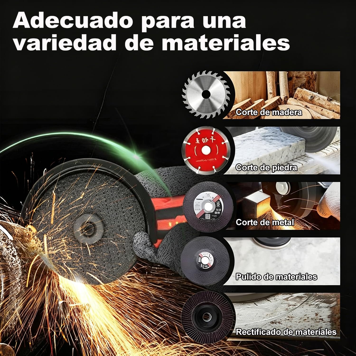 Mini Amoladora Angular, Multifunción Amoladora Pequeña a Doble Batería | Motor de Alta Potencia, 7 Accesorios, Corte Lijado Pulido, Caja, para Baldosas Madera Acero Piedra