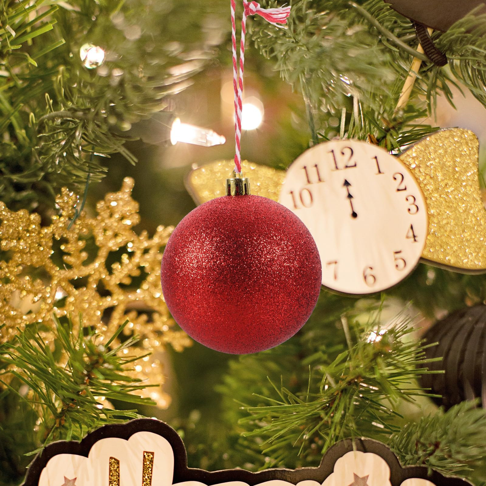 TOYANDONA 135 Piezas Adornos Navideños para Árbol de Navidad, Bolas Rojas