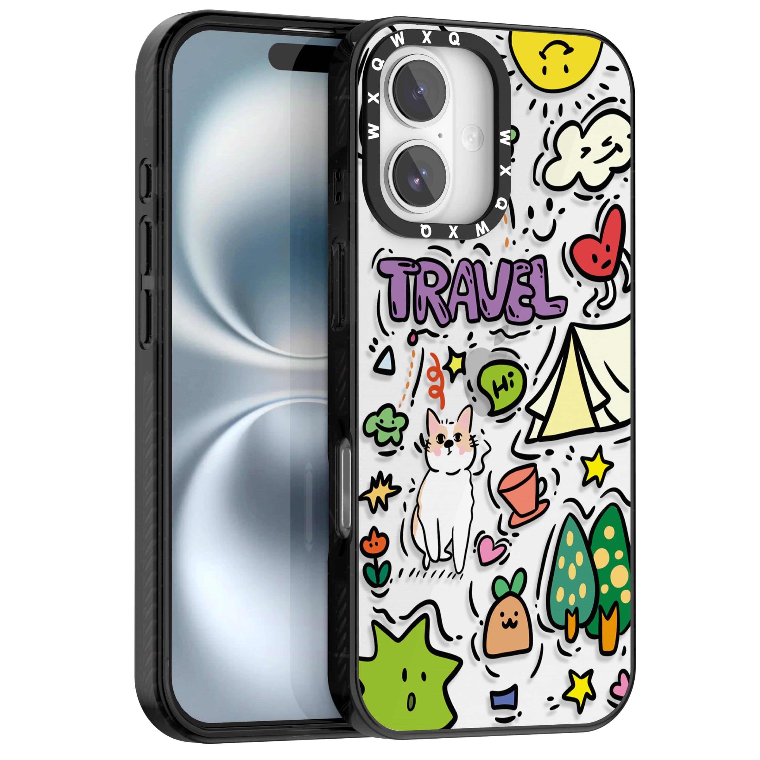 WXQWXQ for iPhone 16/iPhone 17 Case, TPU+PC Premium Painted Shockproof Phone Case, Superior Shock Absorption, Military-Grade Drop Protection Cartoon