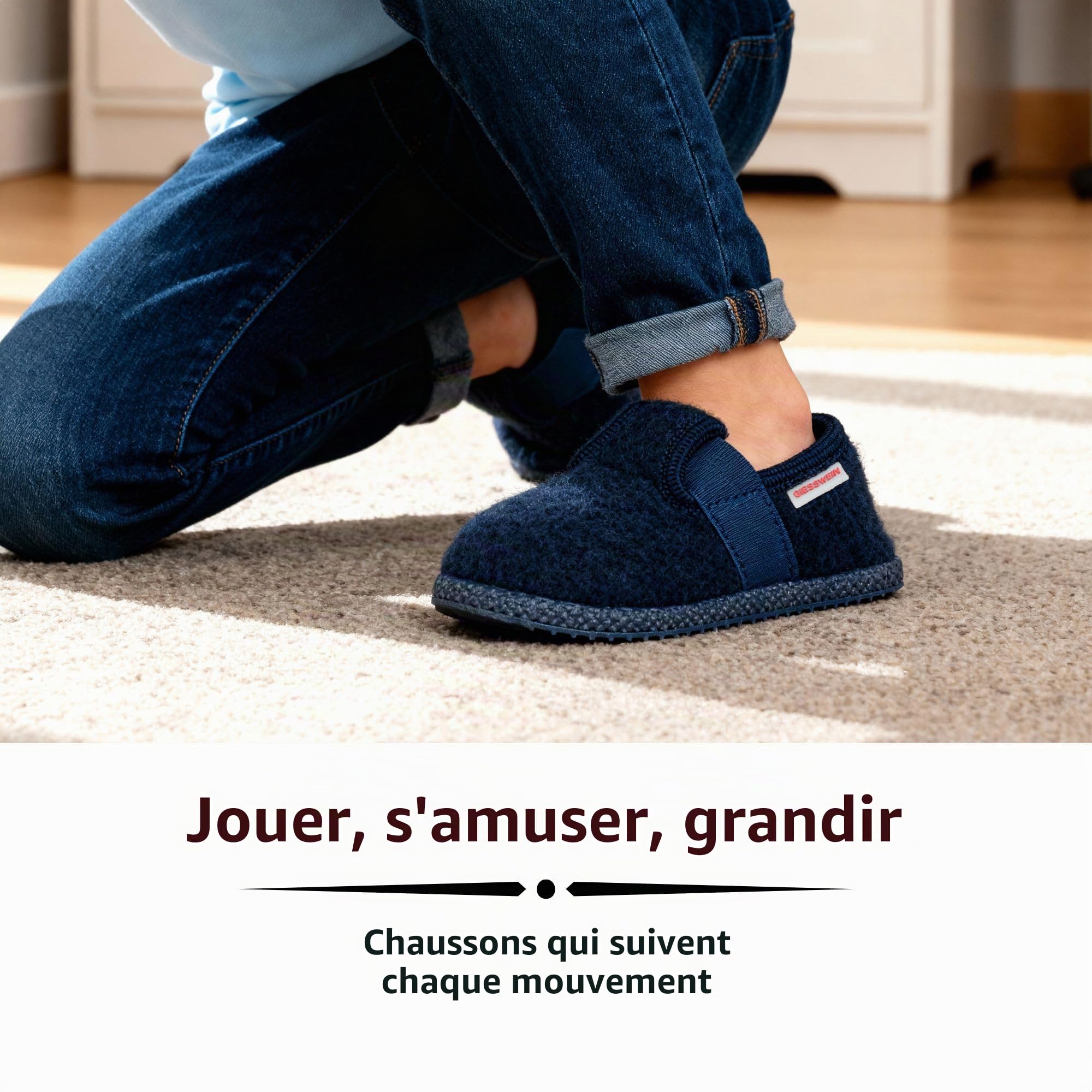 Giesswein Türnberg, Chaussons courts, non doublées Mixte enfant