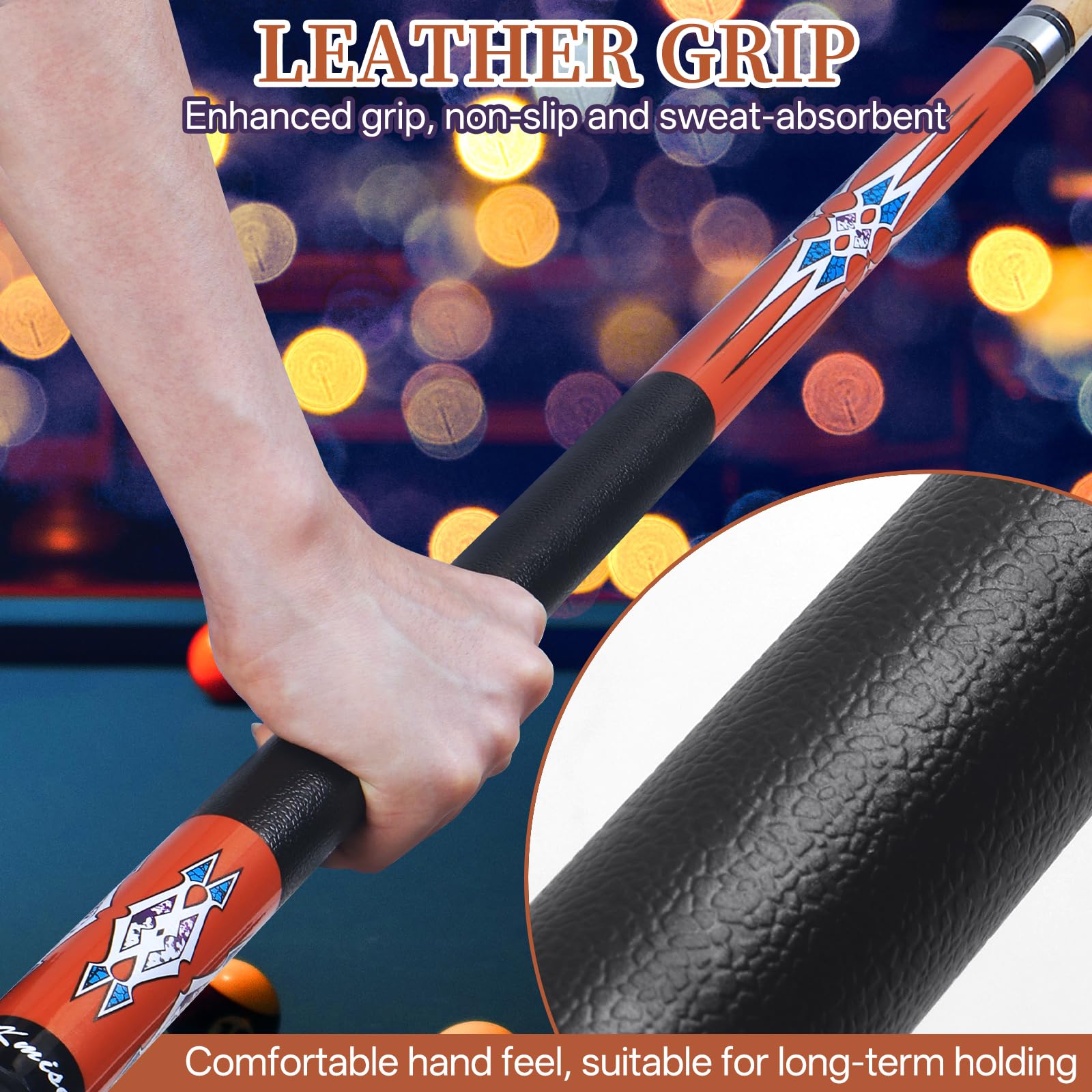 Kmise Set De 2 Queues De Billard 147 Cm – érable Canadien, Poids 18-21 Oz – Pour Adultes Et Enfants