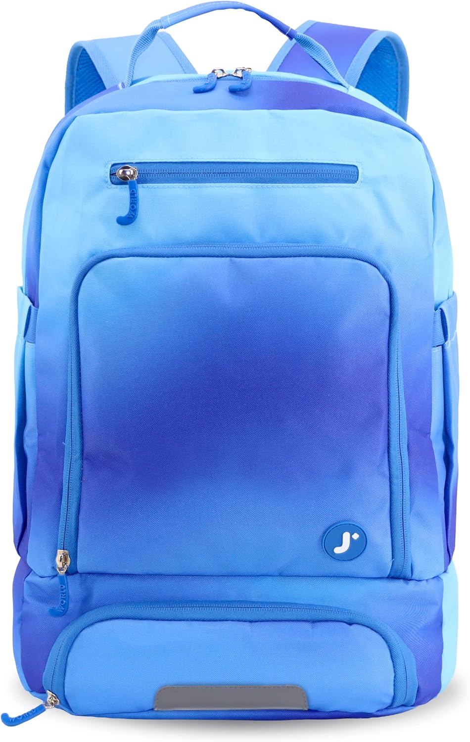 J World New York 2-in-1 Insulated Backpack Lunch Box for Kids. Adult School Bookbag, Blue Gradient, 17 x 13 x 9 Inches