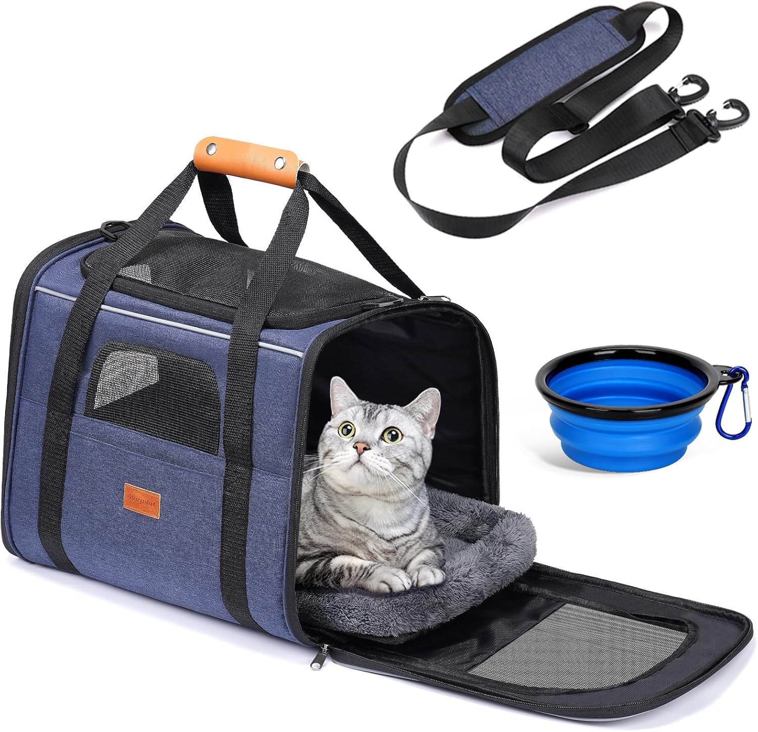 Morpilot Transportín Perro y Gato, Bolsa de Transporte Plegable y Transpirable con Correa de Hombro Ajustable, Ideal para Gatos y Mochila de Viaje para Perros Pequeños — view 13