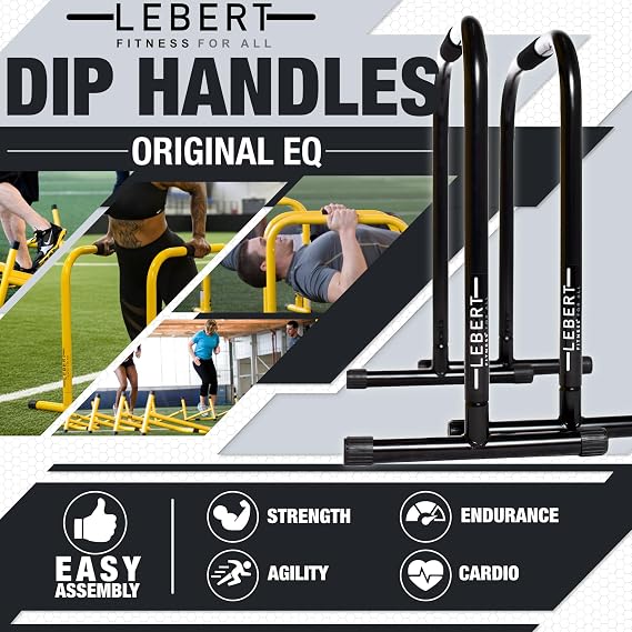 Lebert EQualizer Total Body Strengthener Portable Dip Station for Full Bodyweight Training Includes Hip Resistance Band & Online Coaching Available in Standard & XL Sizes