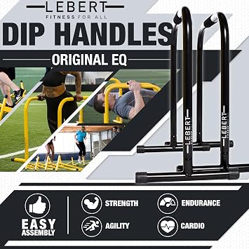 Lebert EQualizer Total Body Strengthener Portable Dip Station for Full Bodyweight Training Includes Hip Resistance Band & Online Coaching Available in Standard & XL Sizes
