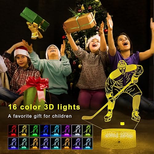 Miniatura 4 de FlyonSea Regalos de hockey sobre hielo para niños, juguetes de hockey sobre hielo de 16 colores cambiantes, luz nocturna para niños con control