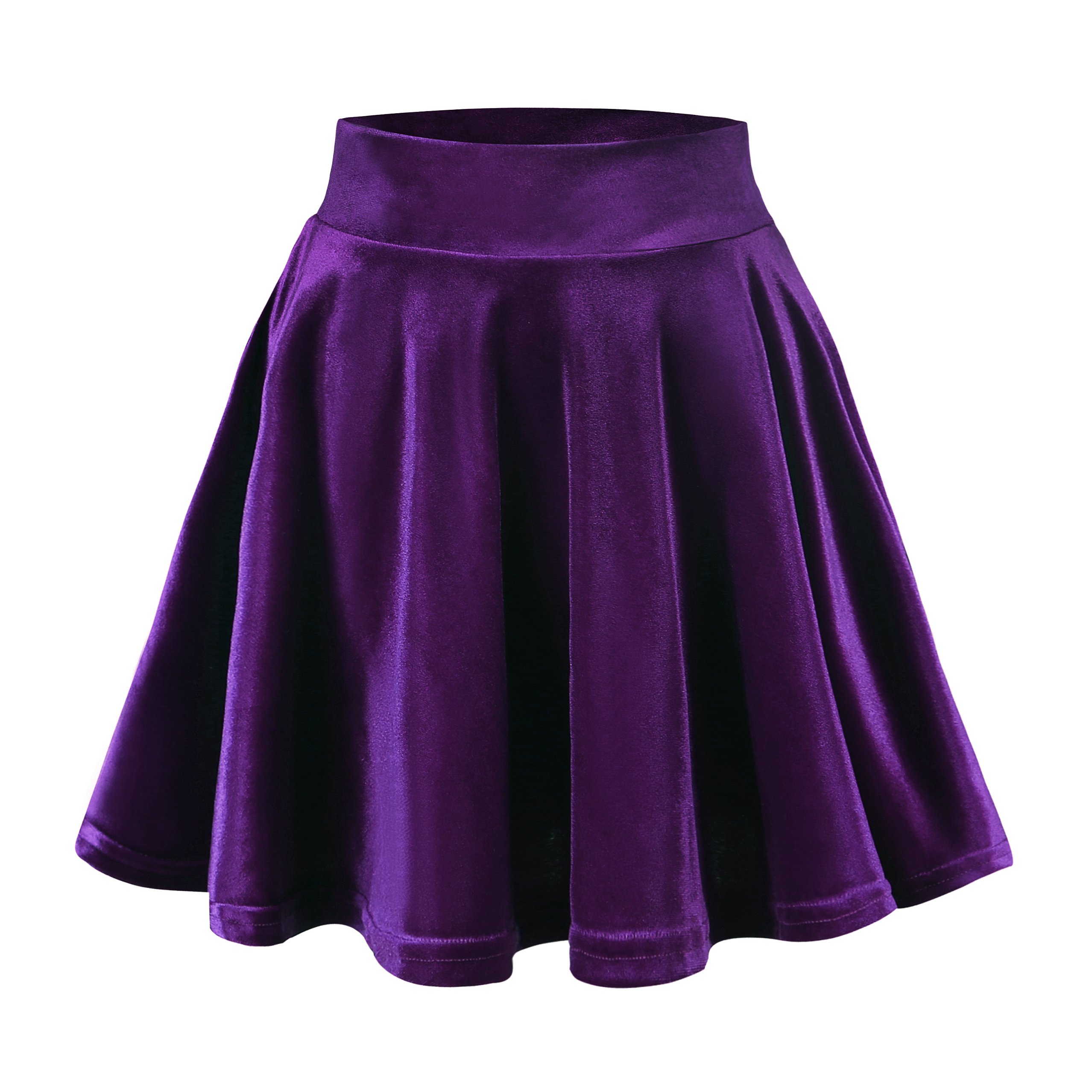 Urban CoCo Women's Vintage Velvet Stretchy Mini Flared Skater Skirt