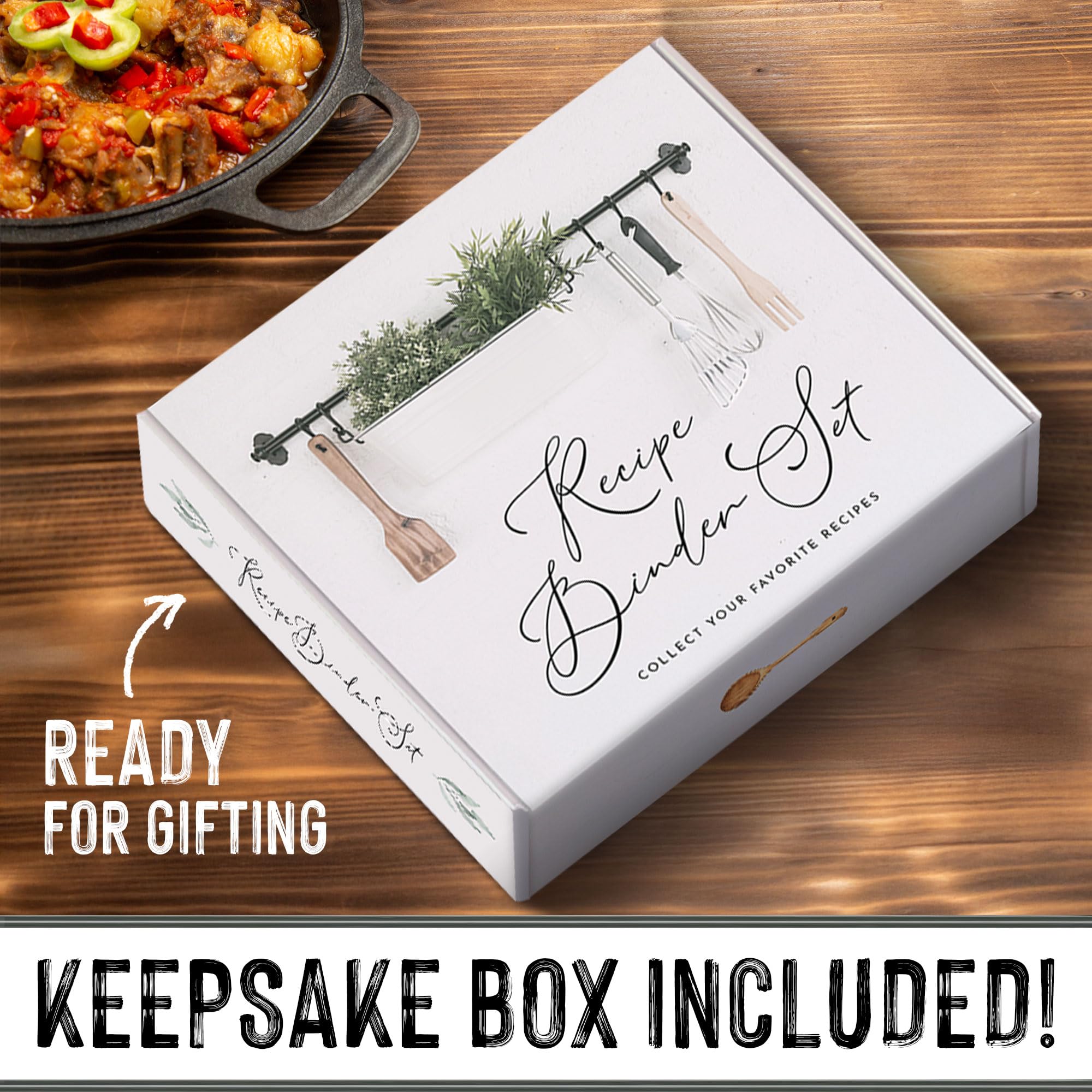 Raccoglitore per ricette di alta qualità con conversioni, elegante organizer per ricette da cucina in fattoria, 25 carte, 12 divisori, 25 protezioni, regalo eredità per famiglie, coppie e amici